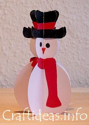 Zimowe - Christmas_Paper_Craft_-_Paper_3-D_Snowman_Craft.jpg